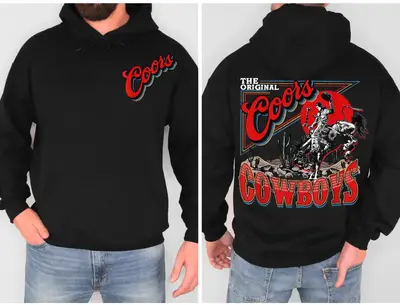 2 Side- Unisex Hoodie- Sweatshirt- Tshirt- Coors Western Cowboy Hoodie-  For Men- For Women Classic Cotton