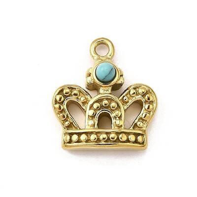 304 Stainless Steel with Synthetic Turquoise Charms