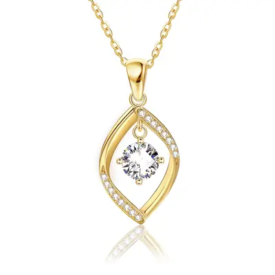 14K Gold Moissanite Oval Shaped Pendant Necklace