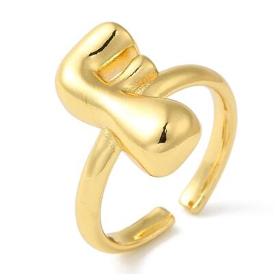 Initials Brass Open Cuff Ring for Women