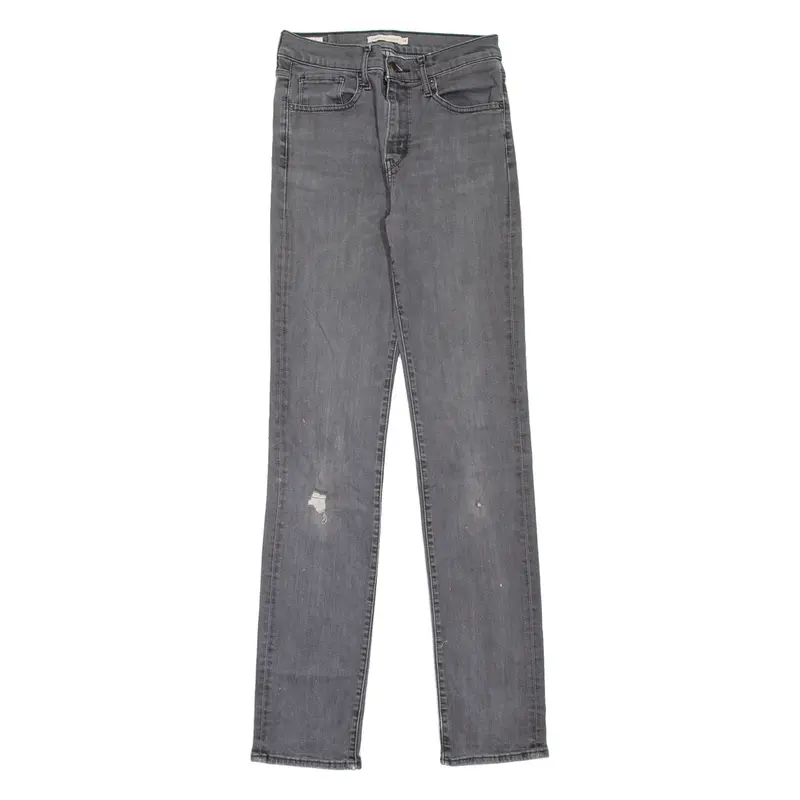 LEVI'S 724 High Rise BIG E Womens Jeans Grey Straight Stone Wash W28 L34