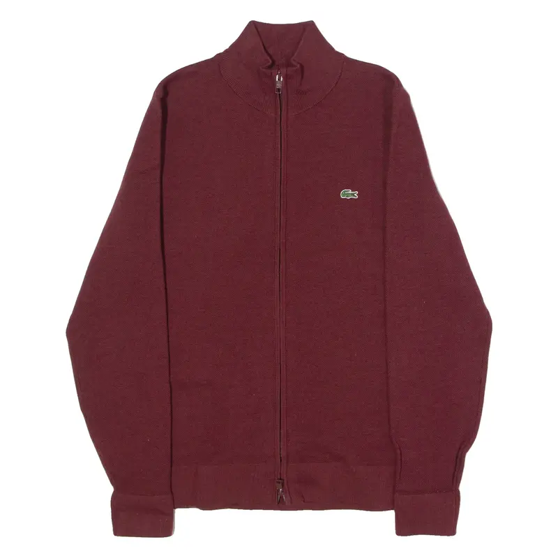 LACOSTE Mens Jumper Red High Neck Tight Knit Wool S