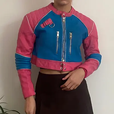 Braves Diesel Cropped Leather Jacket - XS Block Colour Leather