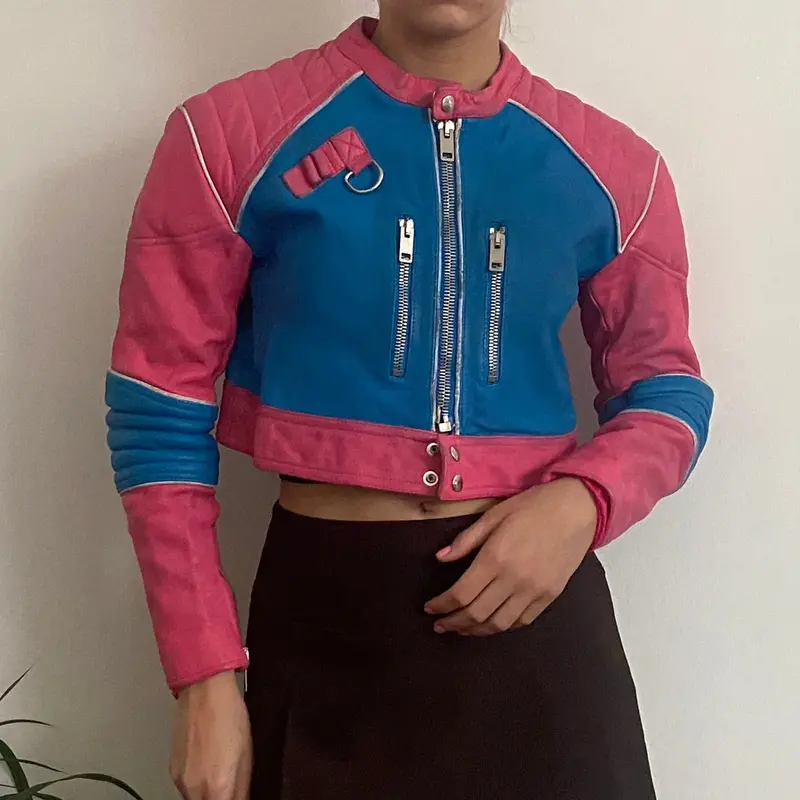 Braves Diesel Cropped Leather Jacket - XS Block Colour Leather