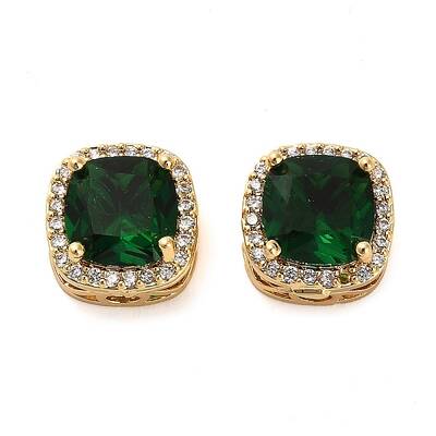 Brass Micro Pave Cubic Zirconia Beads