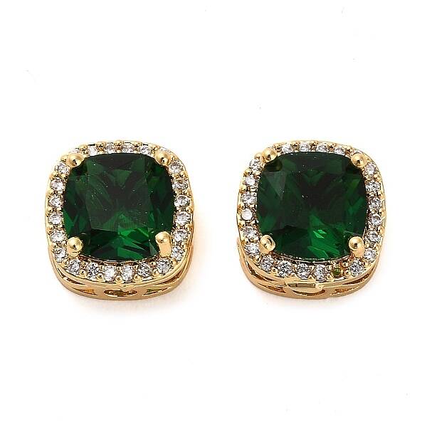 Brass Micro Pave Cubic Zirconia Beads