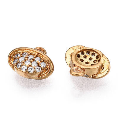 Brass Micro Pave Clear Cubic Zirconia Charms