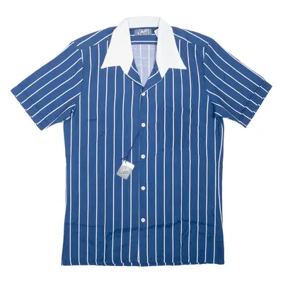 I MILLER Shirt Blue Striped Short Sleeve Mens S