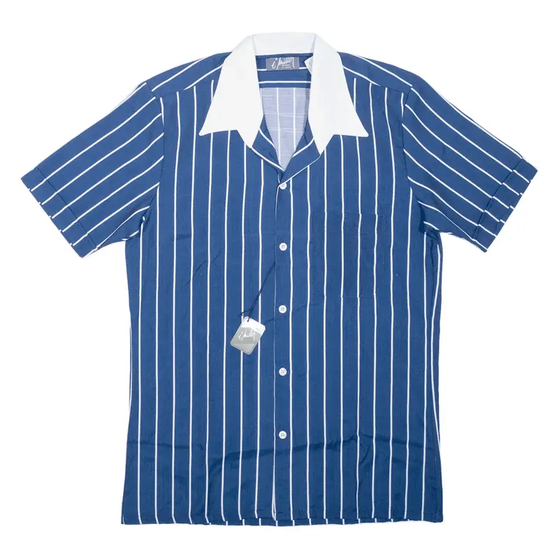 I MILLER Shirt Blue Striped Short Sleeve Mens S
