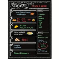 Weekly Menu Board, 2024 Fall Magnetic Dry Erase Menu Board, Kitchen Accessories, Grocery List and Notepad for Kitchen Refrige...