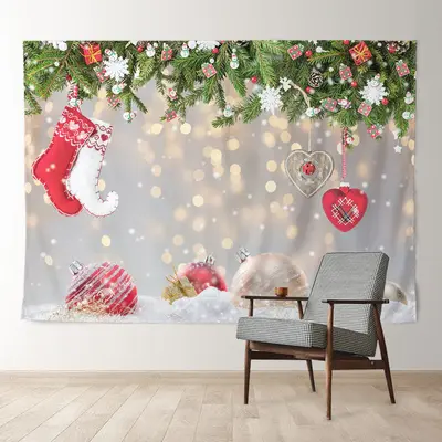 Aperturee Heart Bauble Stockin Light Tree Christmas Backdrop