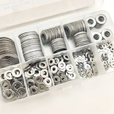 Stainless Steel Flat Washer Set with Storage Box, Flat Washers Assortment Kit, Assorted Hardware Lock Washers Kit, for Home D...