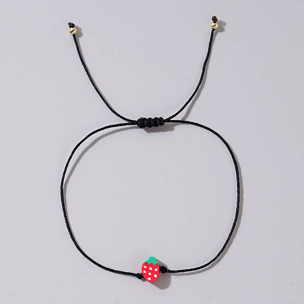 Fruit Strawberry Polymer Clay Braided Bead Bracelets