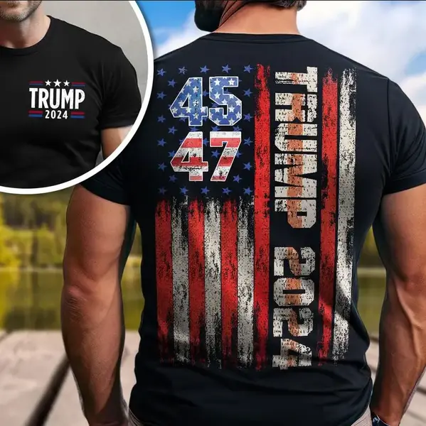 Trum 2024 Flag America Unisex T-Shirt, Team Trum, Take America Back - Classic Cotton Short Sleeve Top for Men - Man Menswear ...