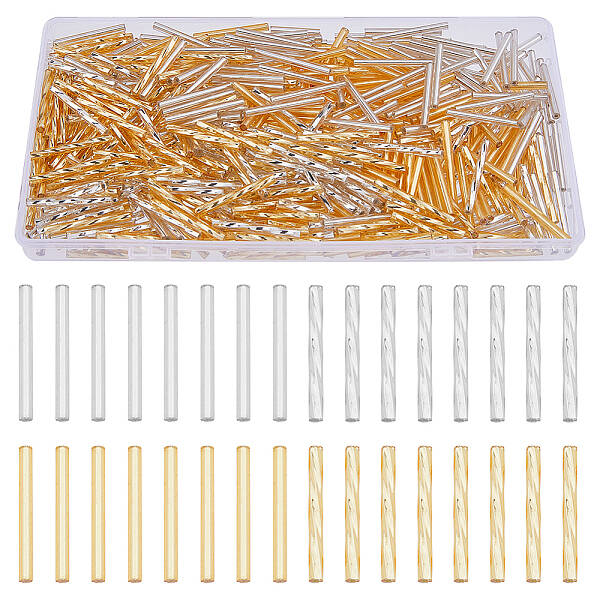 600Pcs 4 Style Glass Bugle Beads