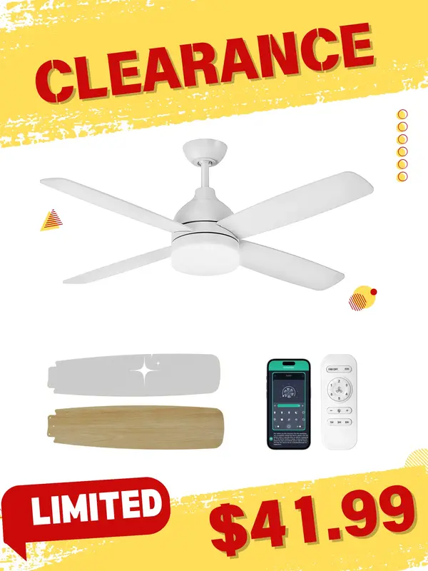 Ceiling Fans with Lights, 52 Inch Black Walnut Ceiling Fan Light Dimmable LED Light, Reversible Quiet DC Motor for Living Roo...