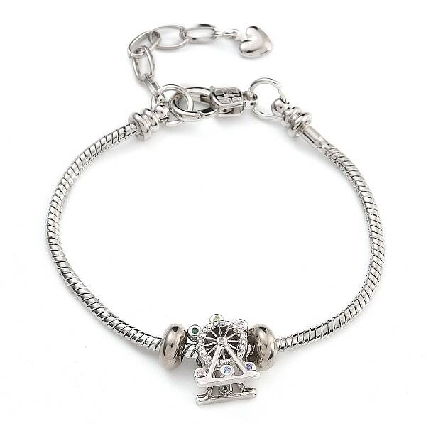 Brass Micro Pave Cubic Zirconia European Bracelets