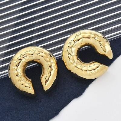 304 Stainless Steel C-Shaped Cuff Earrings for Women