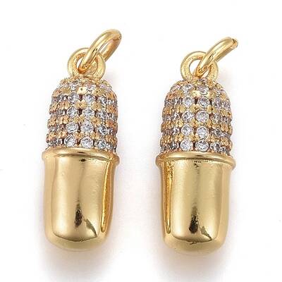 Brass Micro Pave Clear Cubic Zirconia Pendants