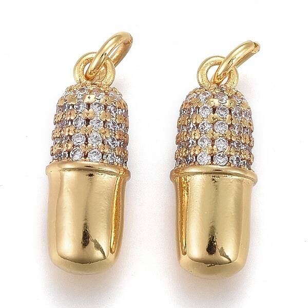 Brass Micro Pave Clear Cubic Zirconia Pendants