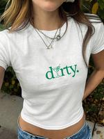 Women's Letter Print Round Neck Crop Tee, Casual Short Sleeve T-shirt, Graphic Tees Women, Ladies Summer Clothes for Daily W...