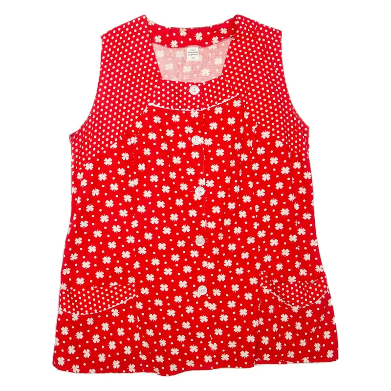 Womens Printed Top Red Sleeveless Spotted L