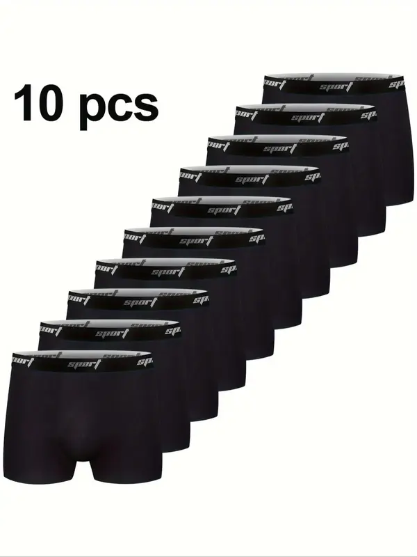 5/10 Pcs Men's Cotton Trunk with Short Leg No Fly, Casual Comfy Breathable Underwear for Daily Wear, Breathable Undergarments