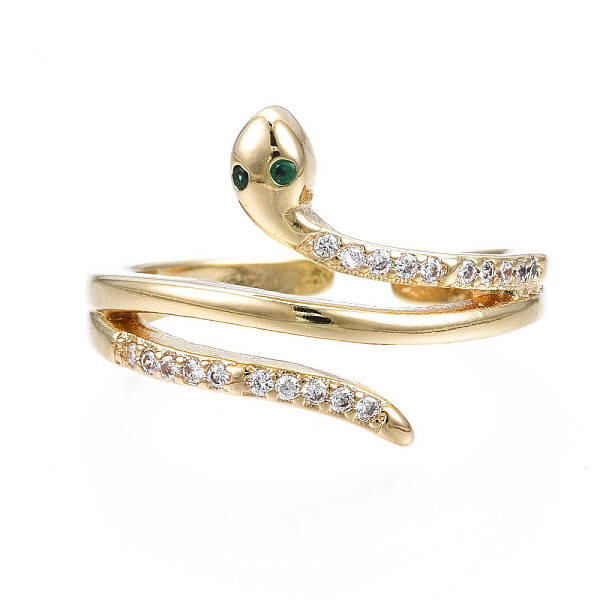 Spakling Cubic Zirconia Snake Wrap Cuff Ring