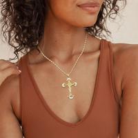 MEIITRUE 14K Gold Plated Cross Pendant Necklace for Women, Dainty Rhinestone Cross Faith Necklace for Party, Trendy Jewelry G...
