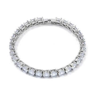 Rack Plating Brass Micro Pave Cubic Zirconia Chain Bracelets