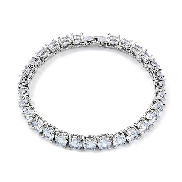 Rack Plating Brass Micro Pave Cubic Zirconia Chain Bracelets