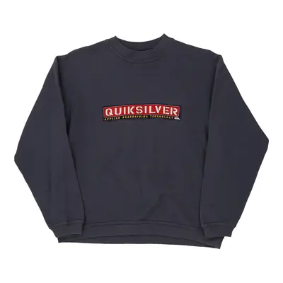 Age 12 Quiksilver Spellout Sweatshirt - Large Grey Cotton Blend
