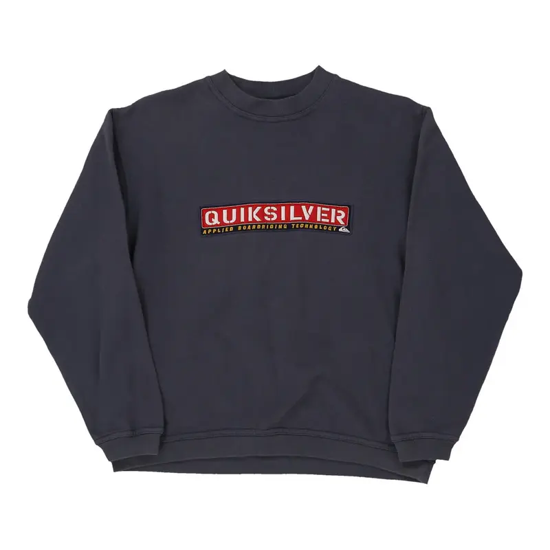Age 12 Quiksilver Spellout Sweatshirt - Large Grey Cotton Blend