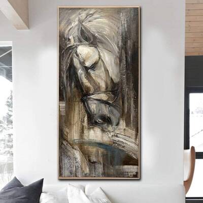 Large Abstract Horse Painting On Canvas Original Fine Art Animal Paintings Brown Modern Art Contemporary Wall Art | MYSTICAL ...