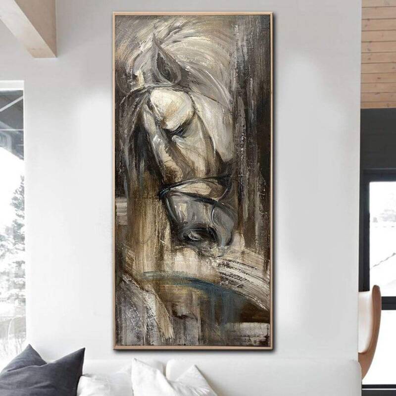 Large Abstract Horse Painting On Canvas Original Fine Art Animal Paintings Brown Modern Art Contemporary Wall Art | MYSTICAL ...