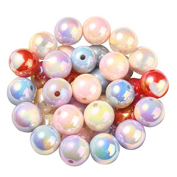 UV Plating Rainbow Iridescent Acrylic Beads