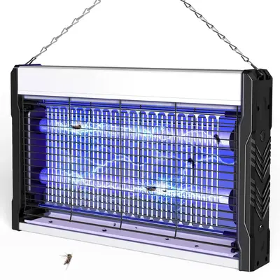 Electric Fly Swatter 3200V Bug Zapper Racket 2 in 1 Fly Zapper with USB Rechargeable Base and 3-Layer Safety Mesh for Bedroom...