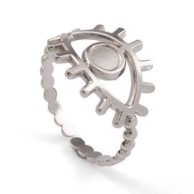 Non-Tarnish 304 Stainless Steel Eye Open Cuff Rings for Women