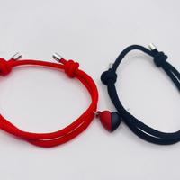 Matching Couple and Friendship Bracelet Set - Symbolizing Love and Special Gifts for Boyfriends - Red & Black - Unisex - Casu...