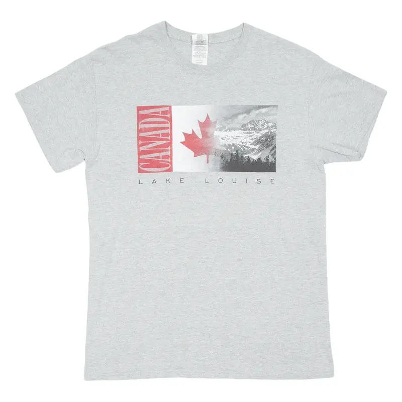 GILDAN Lake Louise Mens T-Shirt Grey USA M