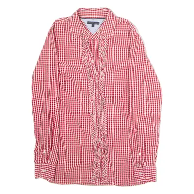 TOMMY HILFIGER Womens Shirt Red Gingham Long Sleeve UK 12