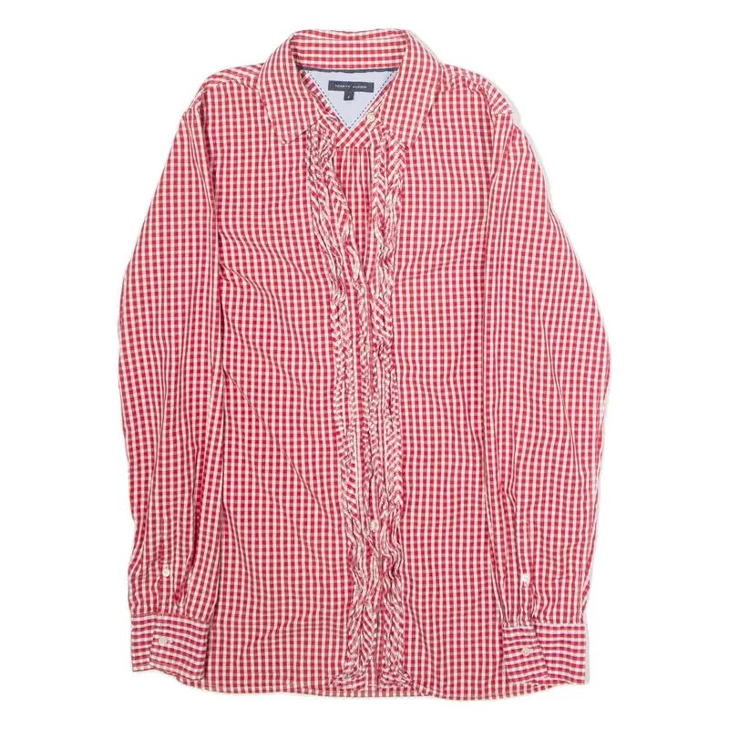TOMMY HILFIGER Womens Shirt Red Gingham Long Sleeve UK 12