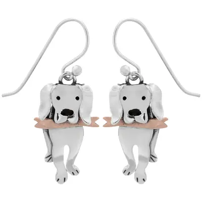 Playful Labrador Sterling Earrings