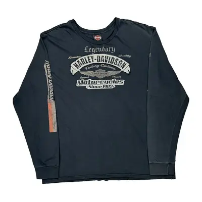Harley Davidson Graphic Long Sleeve T-Shirt - 3XL Black Cotton