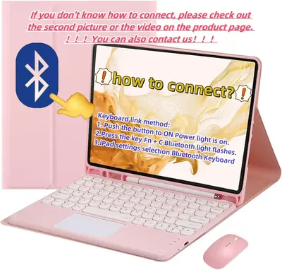 Aioneus Wireless Keyboard Case Set for iPad – Detachable Keyboard, PU Leather Cover with Pencil Holder, Bonus Mouse – Bac...