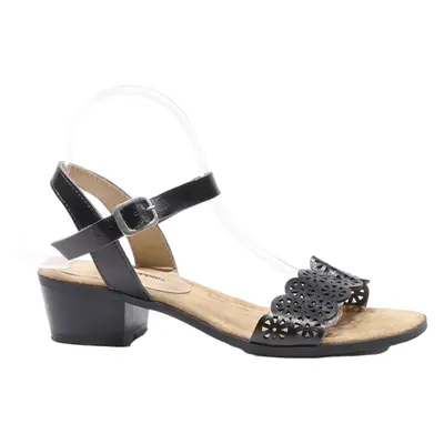 HUSH PUPPIES Strappy Heels Black Leather Womens UK 5