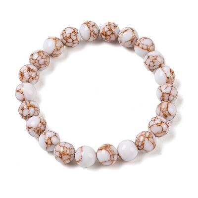 Synthetic Turquoise(Dyed) Round Beaded Stretch Bracelets