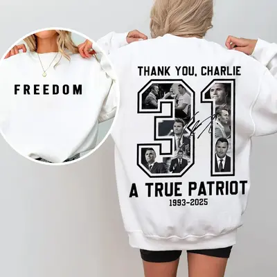 [ UNISEX SHIRT ] Freedom Charlie Kirk Sweatshirt, True Patriot Graphic Tee, Rest In Peace Charlie Kirk, Thank you Charlie Tee...