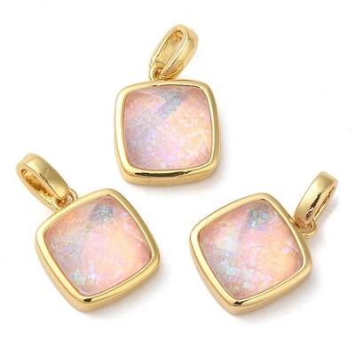 Rack Plating Brass with Synthetic Opal Pendants