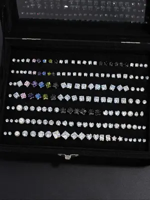 Artificial Zircon Decor Earrings Set, Mixed Color Earrings for Women & Men, Fashion Jewelry for Party, Daily Decor, Trendy Al...